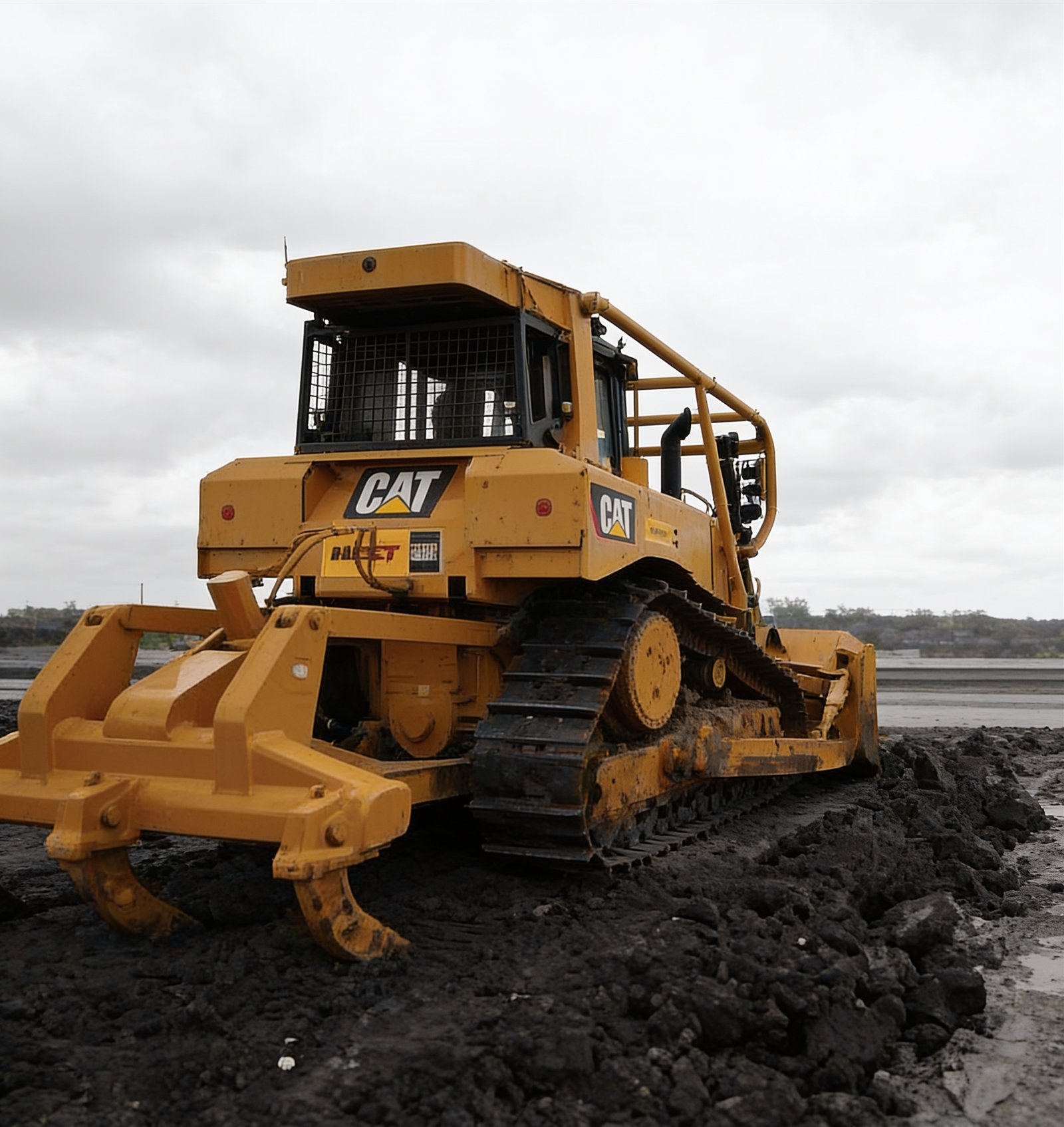 Heavy machinery at highway earthworks
