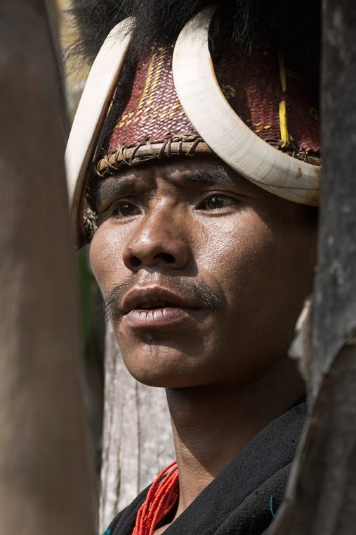 Naga warrior in traditional headdress, far-western Myanmar